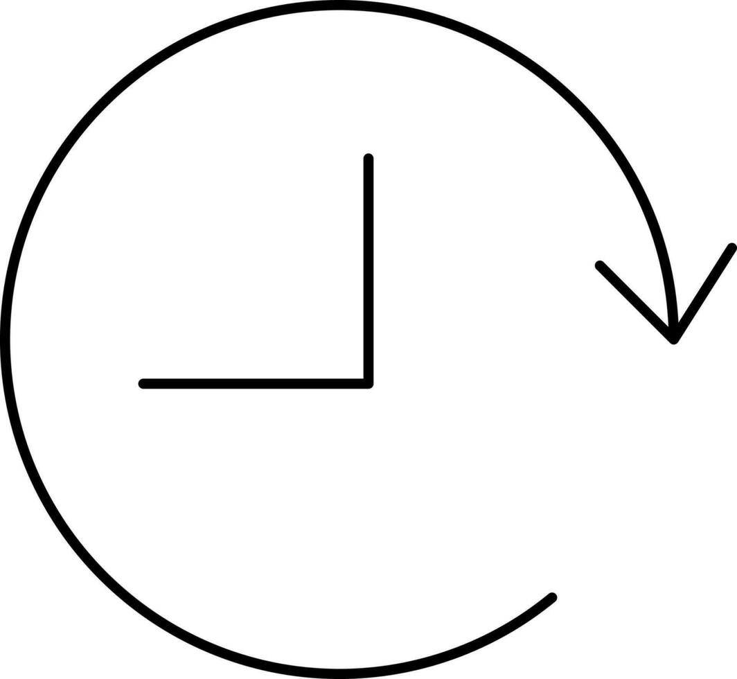 Black Line Art Of Timer Icon Or Symbol. vector