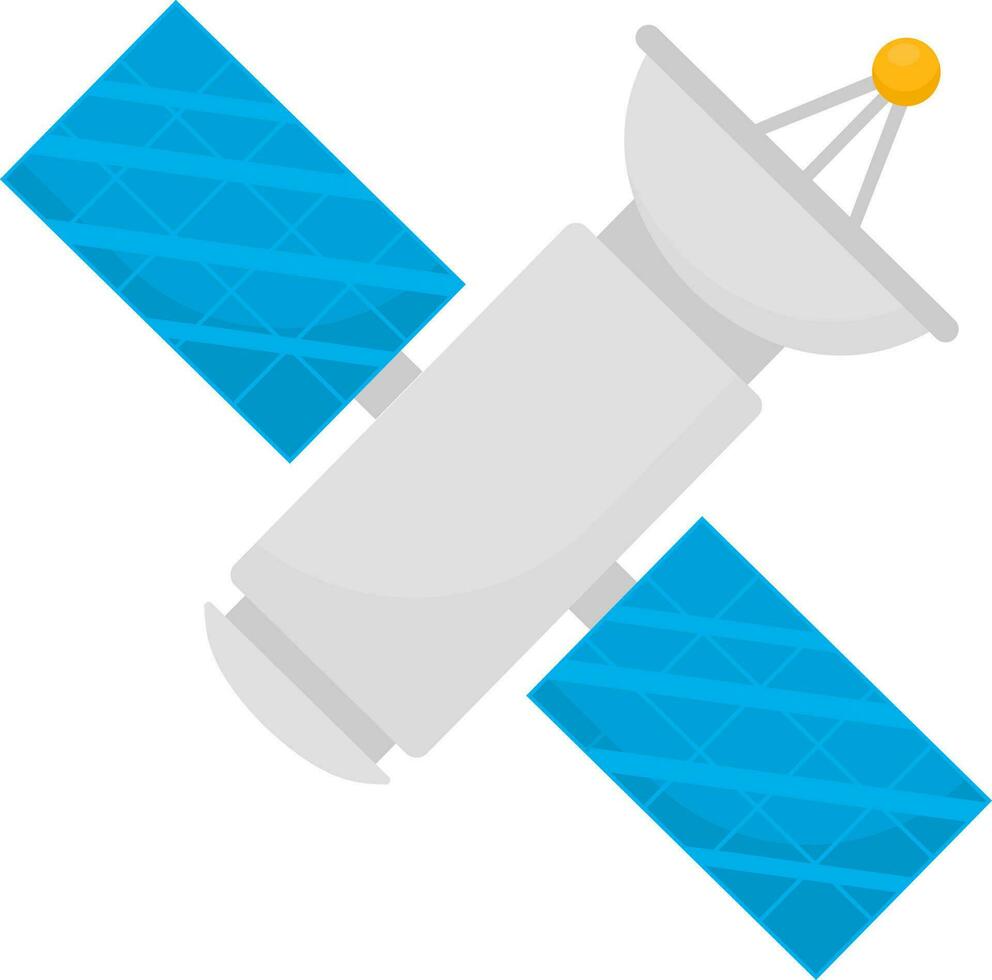 Spaceship Satellite Icon In Grey And Blue Color. vector