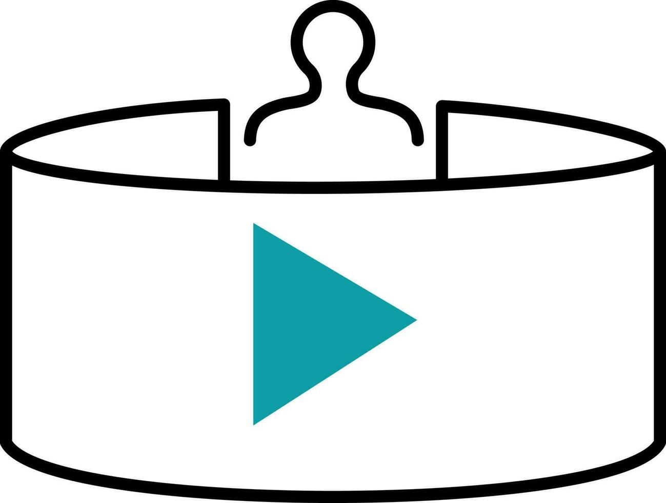 Teal And White Illustration Of User Play Virtual Video Flat Icon. vector