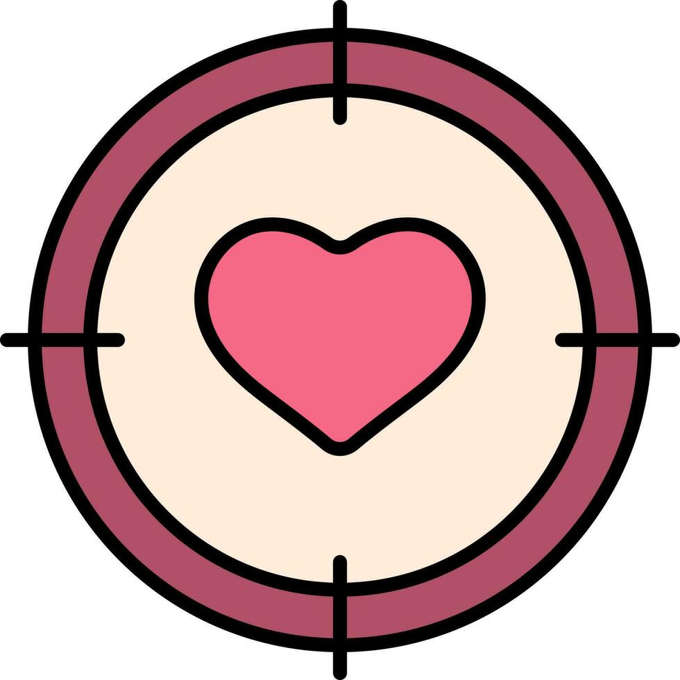 Pink Heart Target Icon Or Symbol. vector