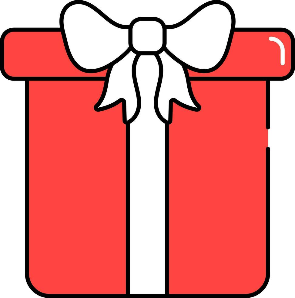 Red And White Gift Box Icon In Flat Style. vector