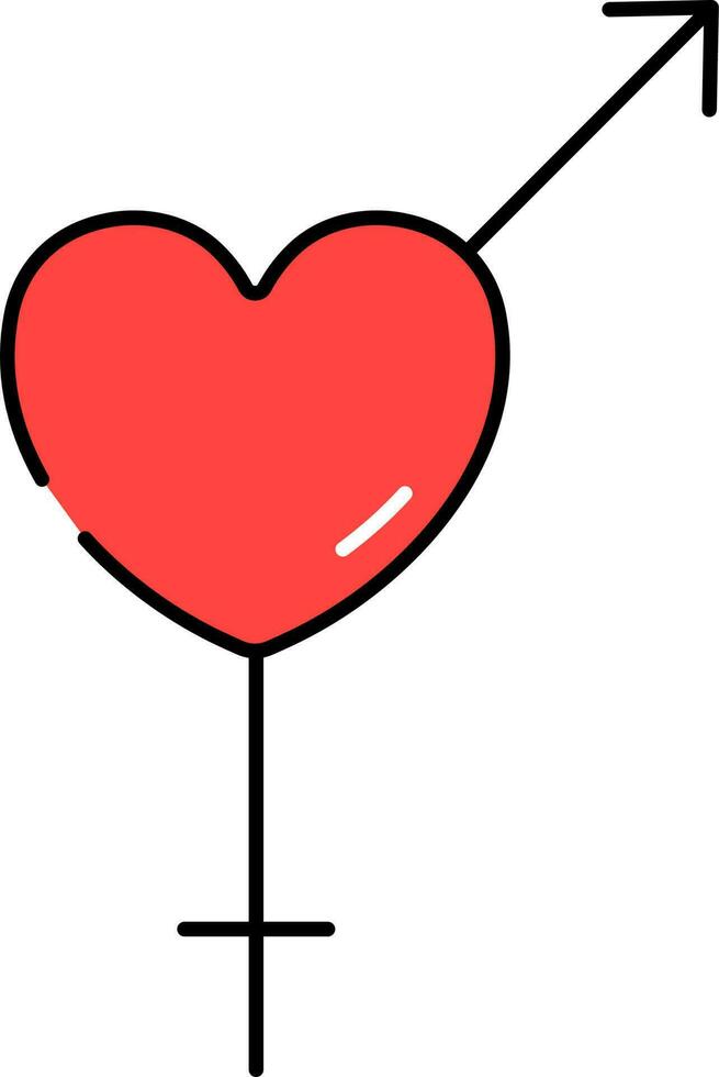 Black And Red Gender Love Symbol Or Icon. vector