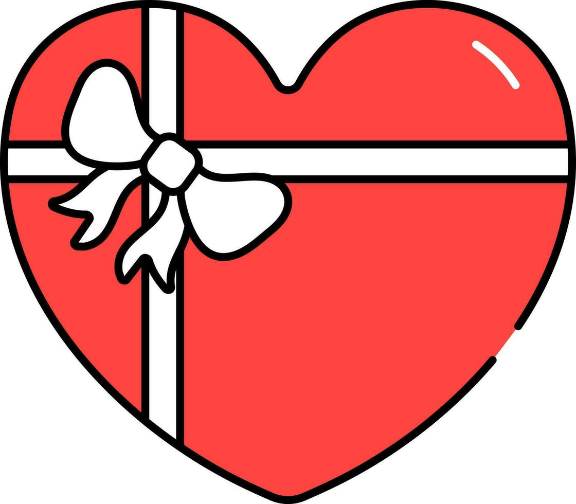 Heart Gift Box Red And White Icon. vector