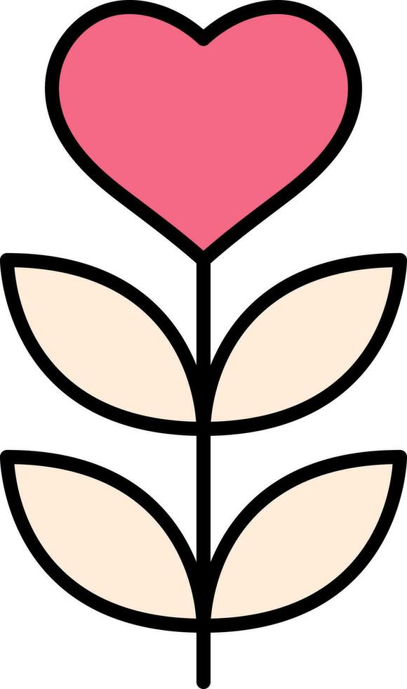 Love Plant Flat Icon In Pink And White Color. vector