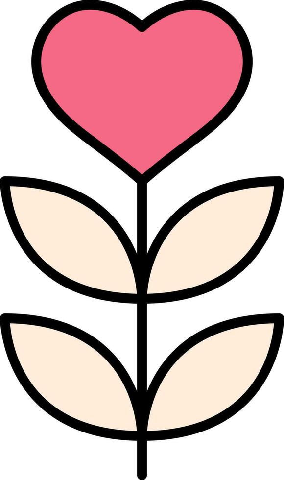 Love Plant Flat Icon In Pink And White Color. vector