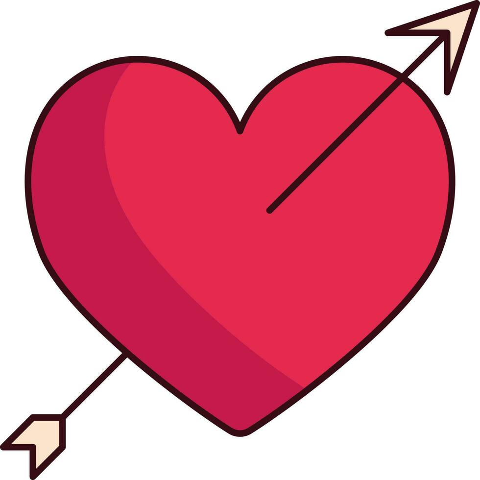 Flat Arrow Hit Heart Icon In Flat Style. vector