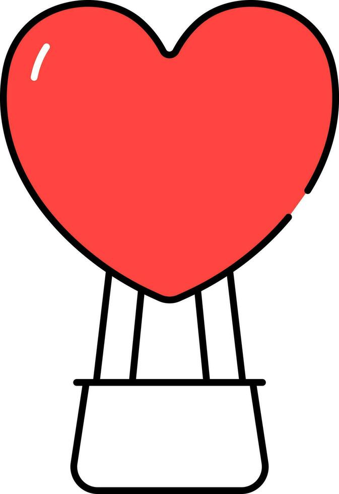 Heart Hot Air Balloon Icon In Red And White Color. vector