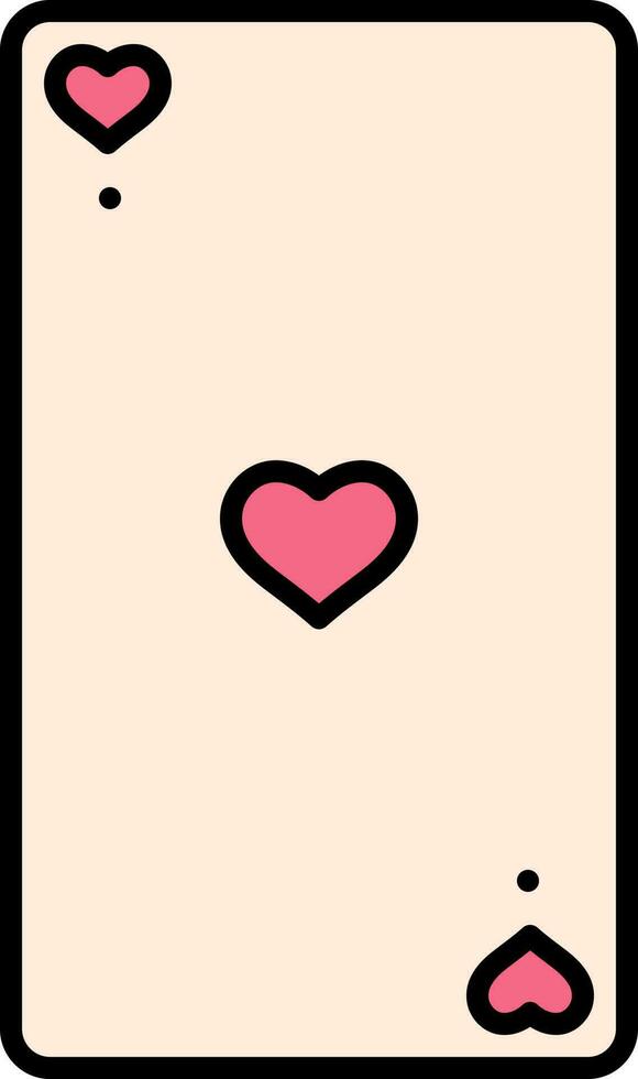 corazón jugando tarjeta icono en rosado y blanco color. vector