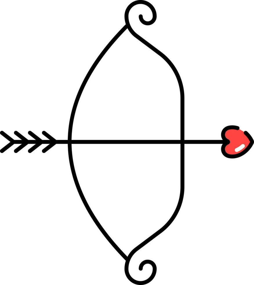 Bow With Arrow Icon In Red And Black Color. vector