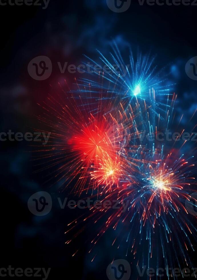 Blue, red, white, firework, Independence Day Abstract Poster background, copyspace. photo
