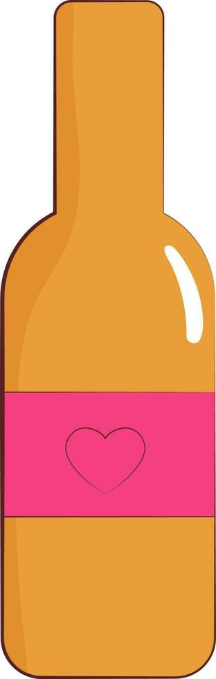 Isolated Love drink Bottle Icon In Pink And Yellow Color. vector