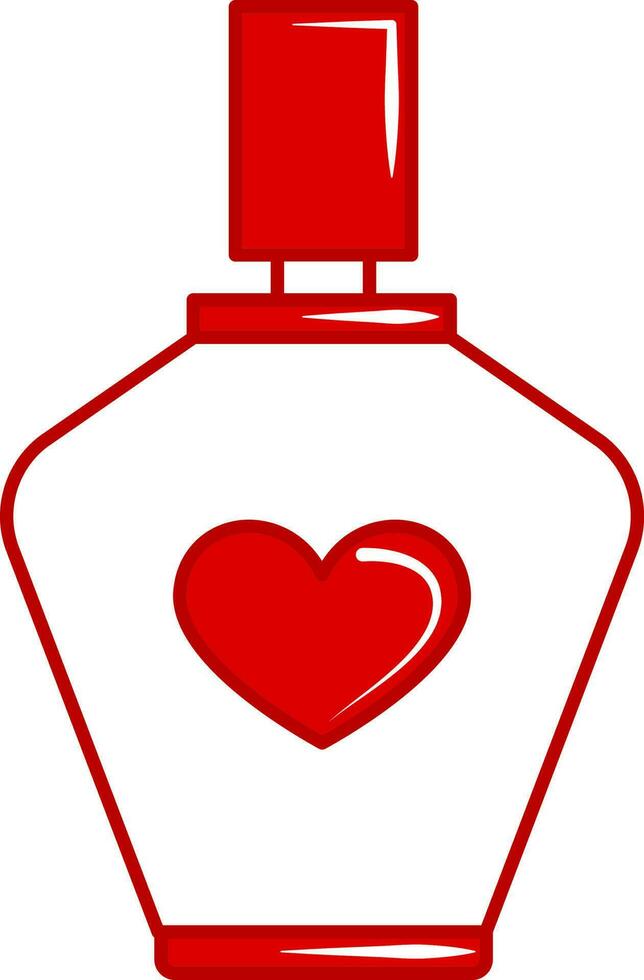 Isolated Heart With Perfume Bottle Icon In Red And White Color. vector