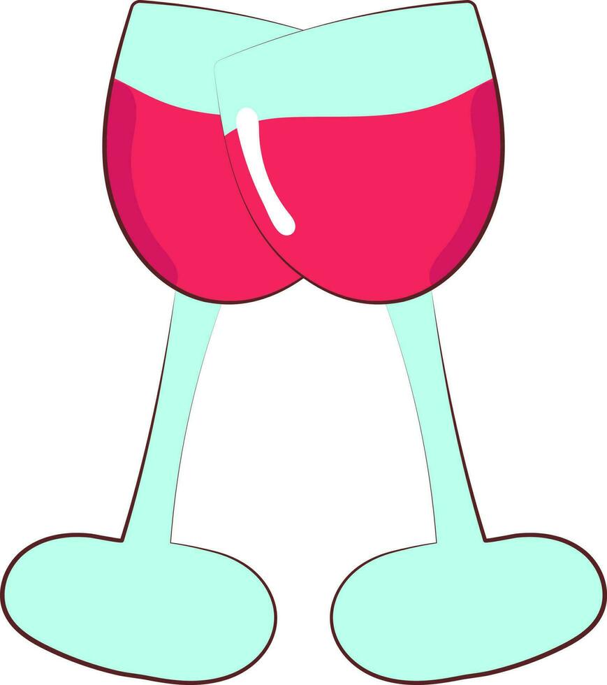 Cheers Couple Drink Glass Icon In Pink And Turquoise Color. vector