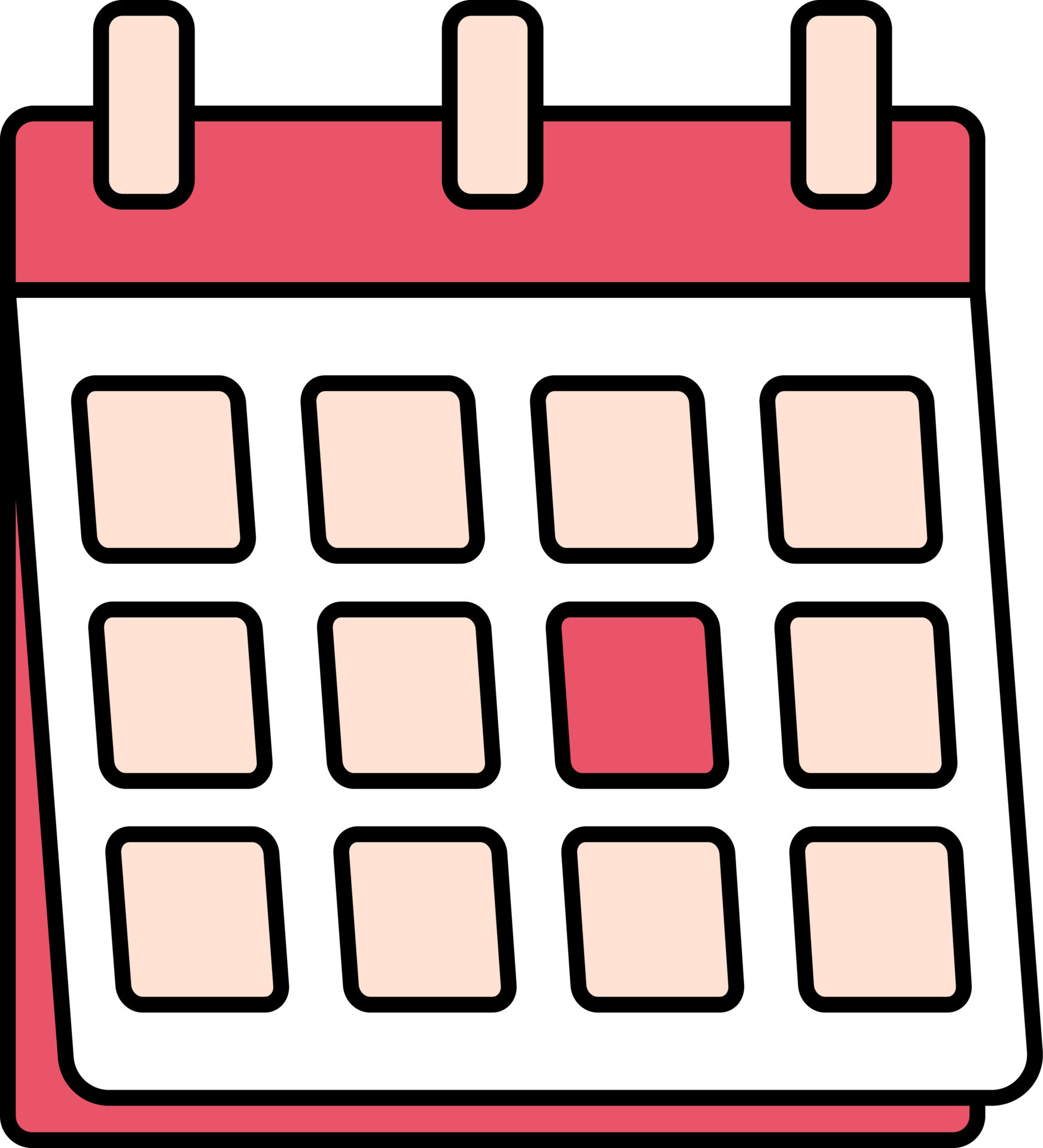 Date Highlighting Calendar Icon In Red And Peach Color. 24159909 Vector