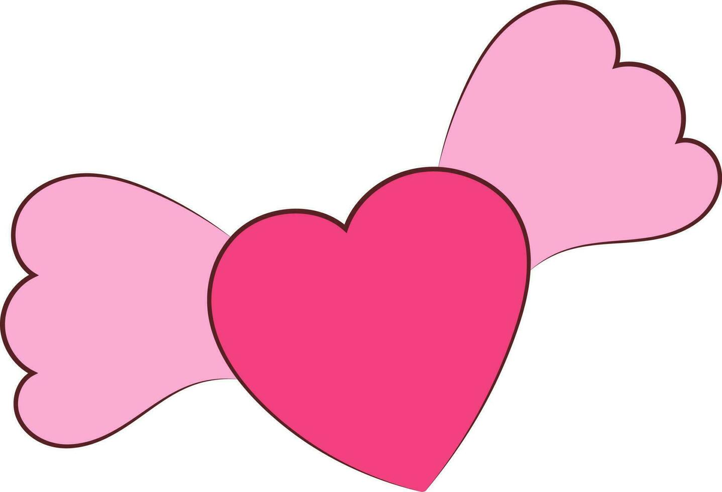 Isolated Flying Heart With Feather Icon In Pink Color. vector