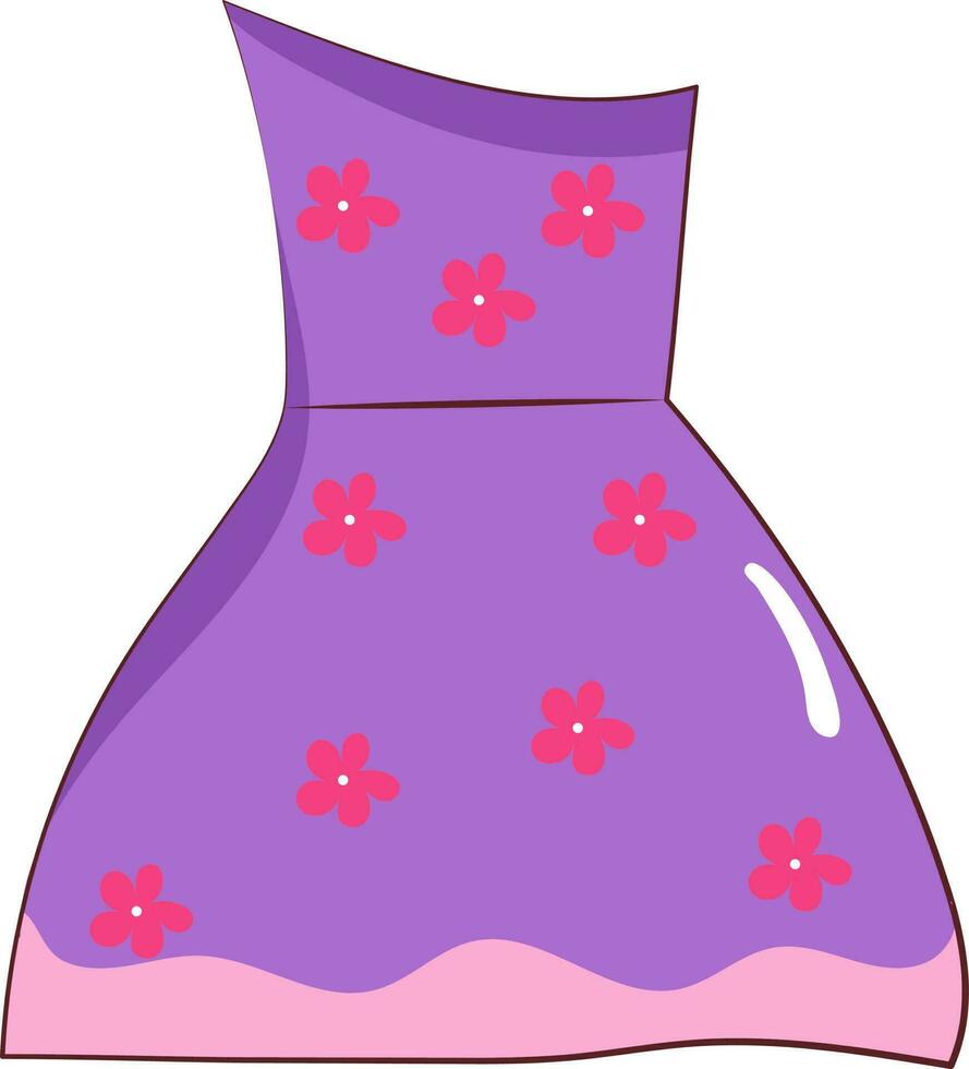 uno lado hombro cabestro tubo vestir con flores icono en rosado color. vector