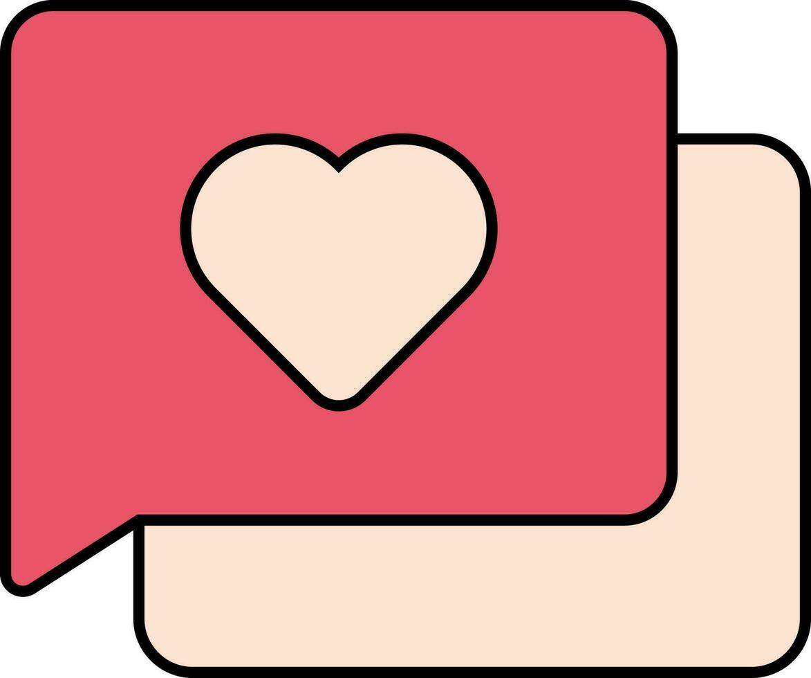 Heart Message Box Icon In Red And Peach Color. vector