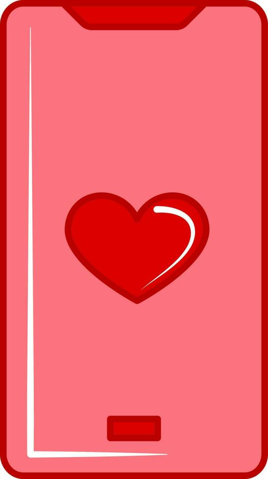 Flat Illustration Of Red Heart In Smartphone Icon. vector