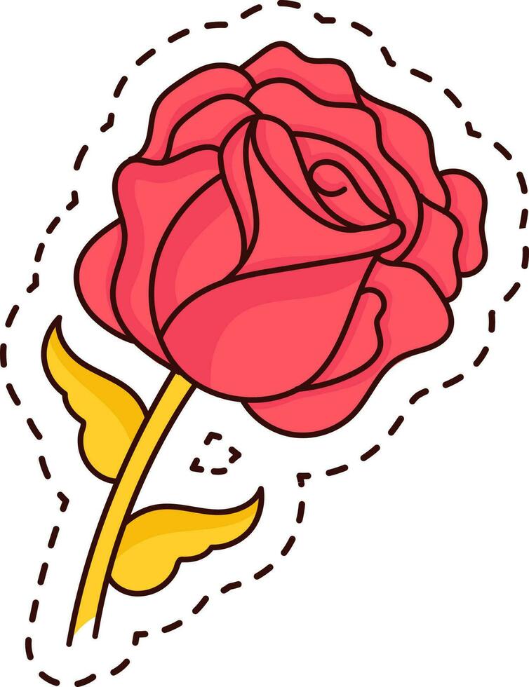 Sticker Style Red Flower Bud Element In Red And Yellow Color. vector