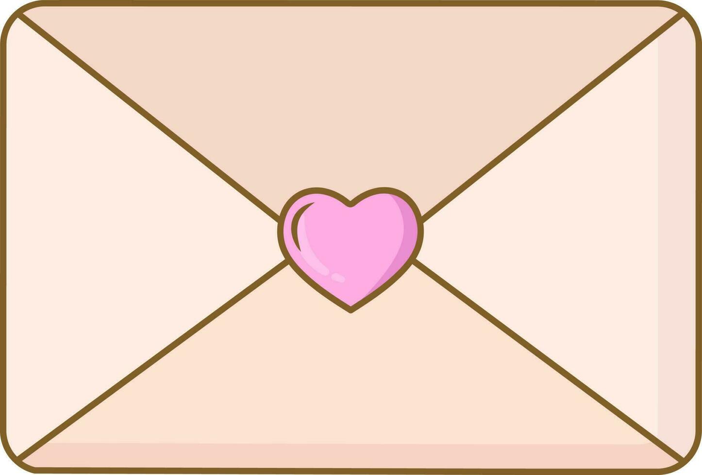 Close Envelope With Heart Icon In Peach And Pink Color. vector