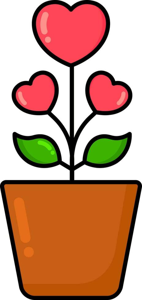 Red Heart Plant Icon In Flat Style. vector