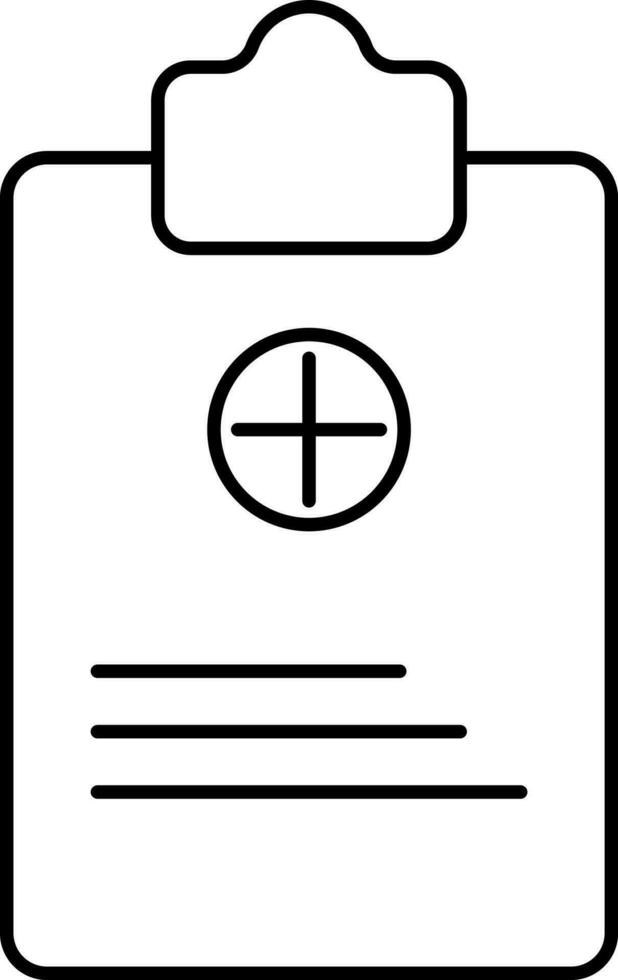 Medical Paper Clipboard Icon In Line Art. vector