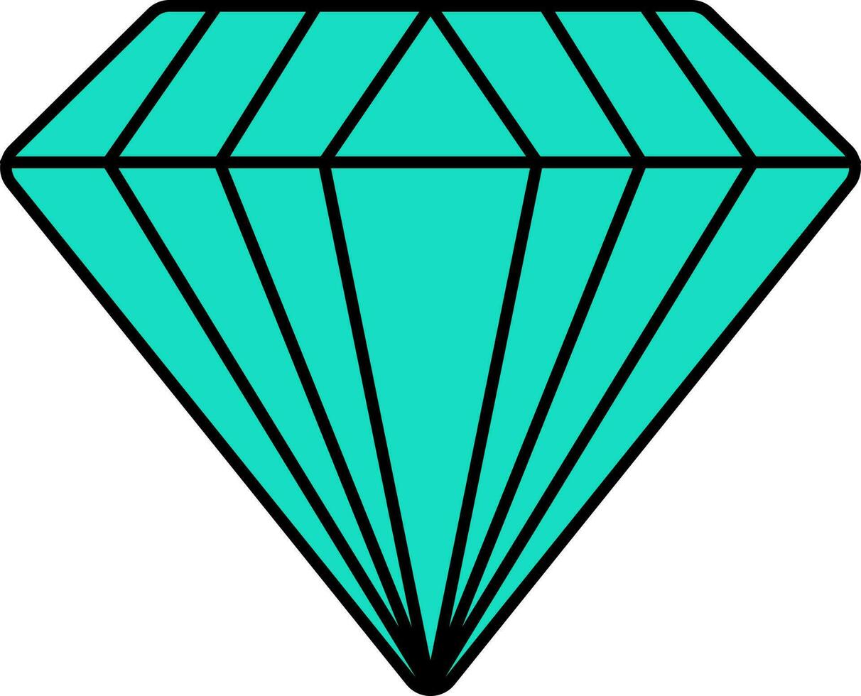 Turquoise Diamond Icon Or Symbol. vector