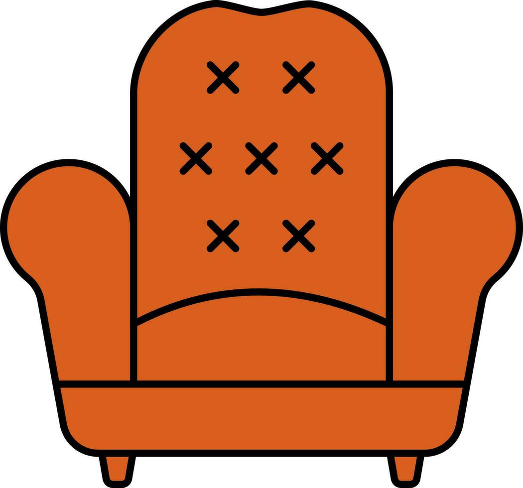 Orange Sofa Chair Icon In Flat Style. vector