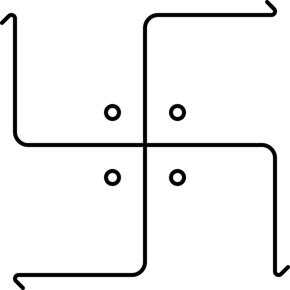 Black Outline Swastika Icon Or Symbol. vector