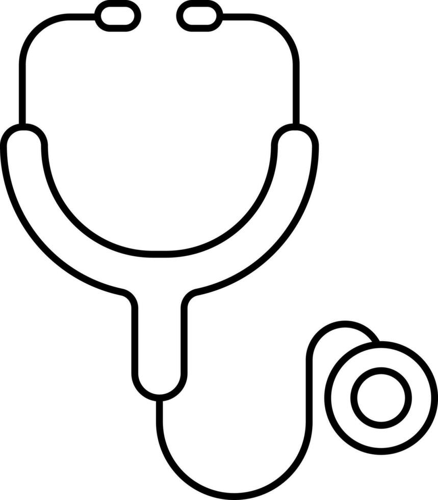 Black Linear Style Stethoscope Icon. vector