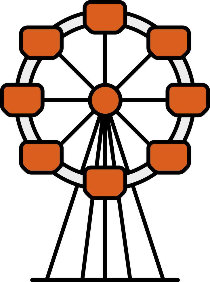 Ferris Wheel Flat Icon In Orange Color. vector