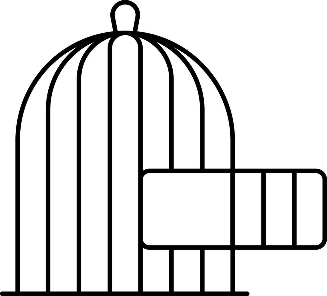 Open Bird Cage Black Thin Line Art Icon. vector