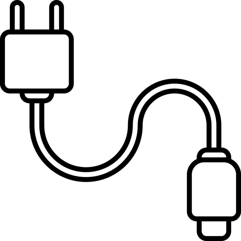 USB Charger Icon In Black Outline. vector