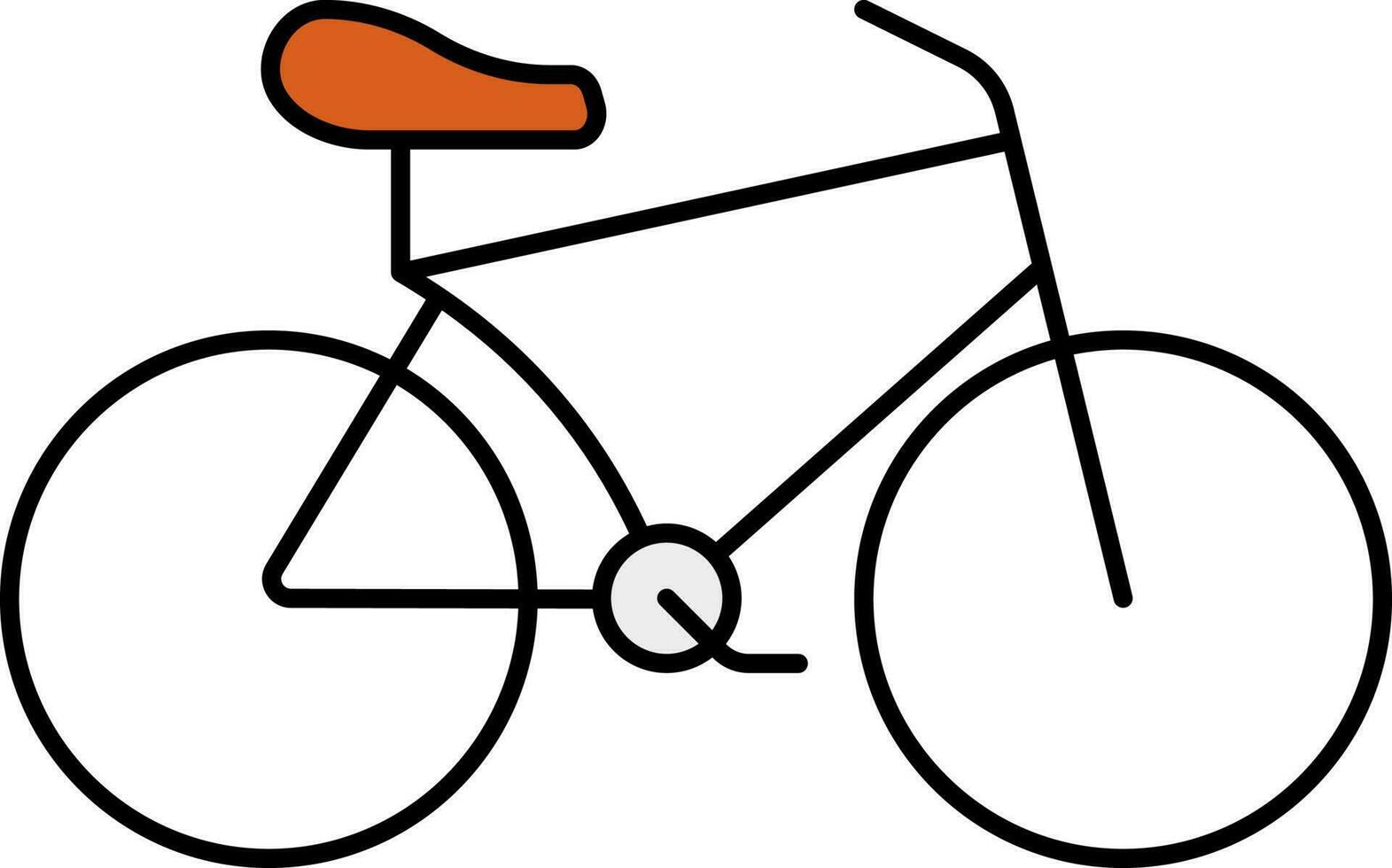 plano estilo bicicleta icono en negro y naranja color. vector