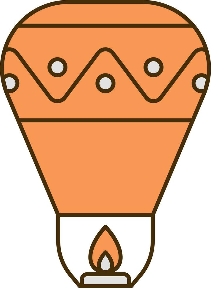 Orange Sky Lamp Icon In Flat Style. vector