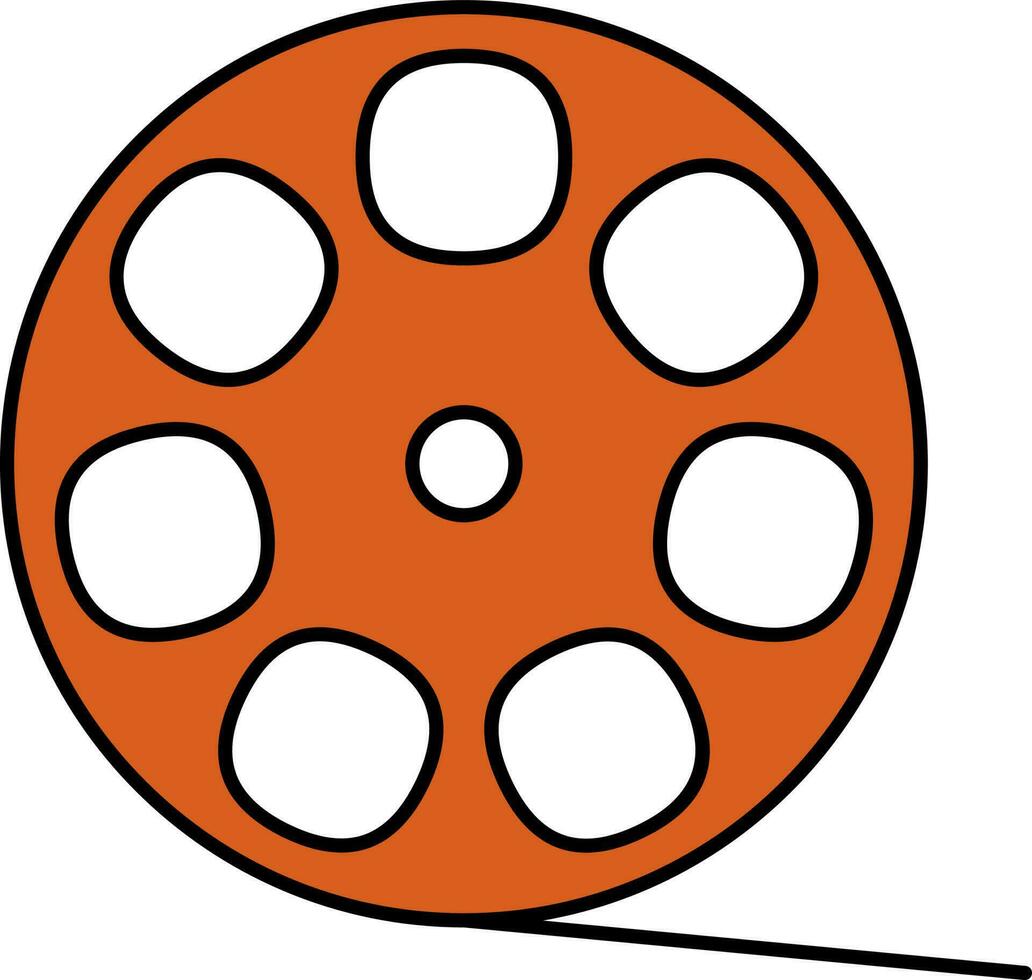 Film Reel Orange Icon In Flat Style. vector