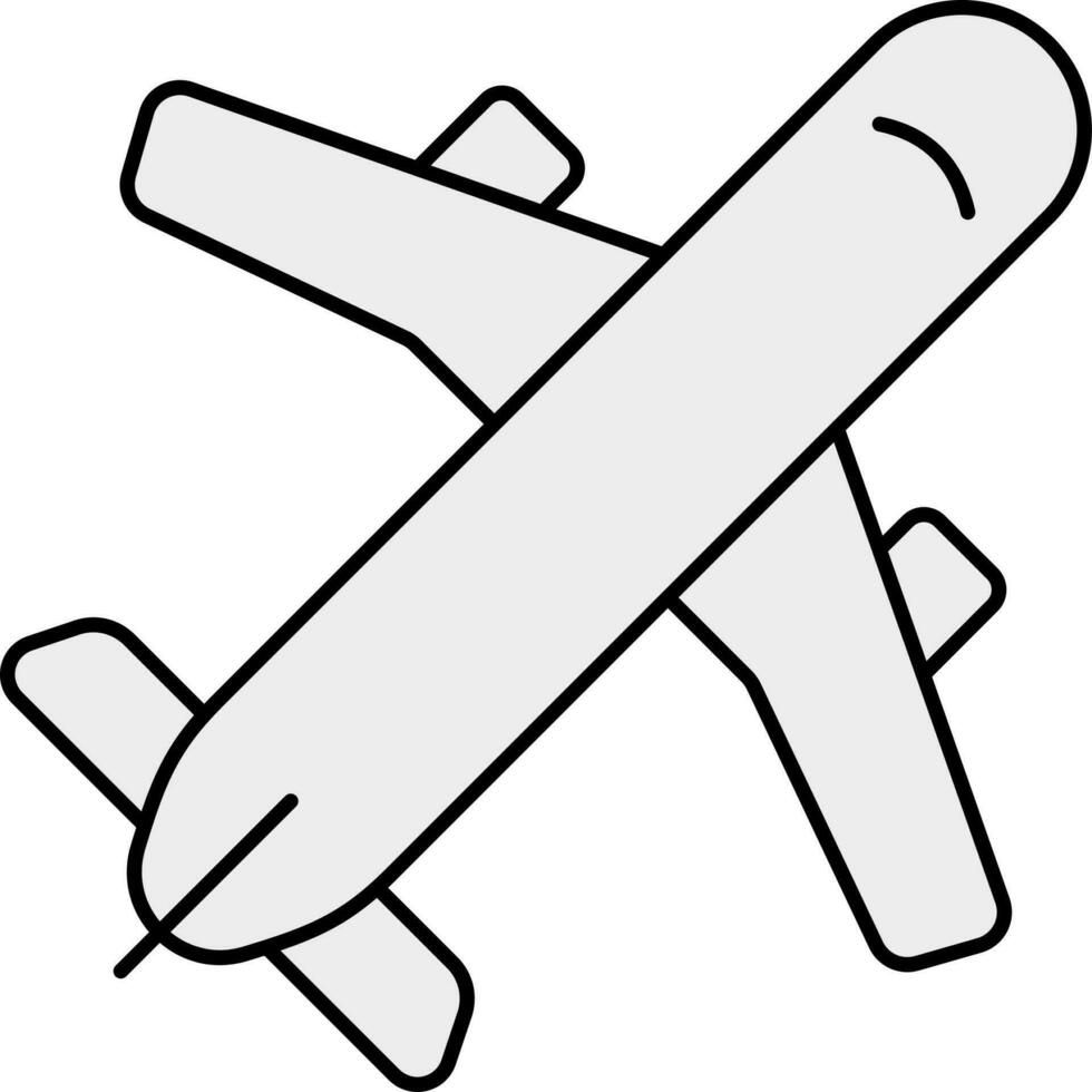 Flat Style Airplane Icon In Grey Color. vector