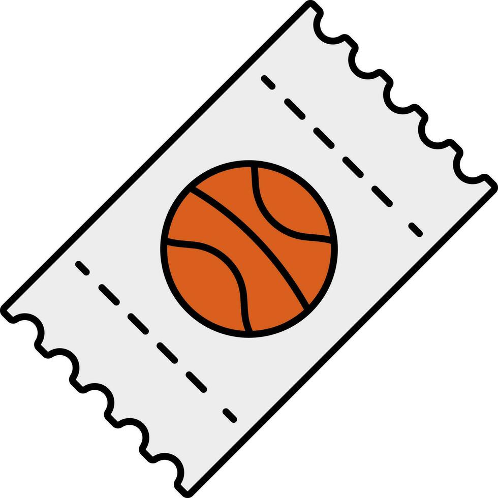 Basket Ball Match Ticket Orange And Grey Icon. vector