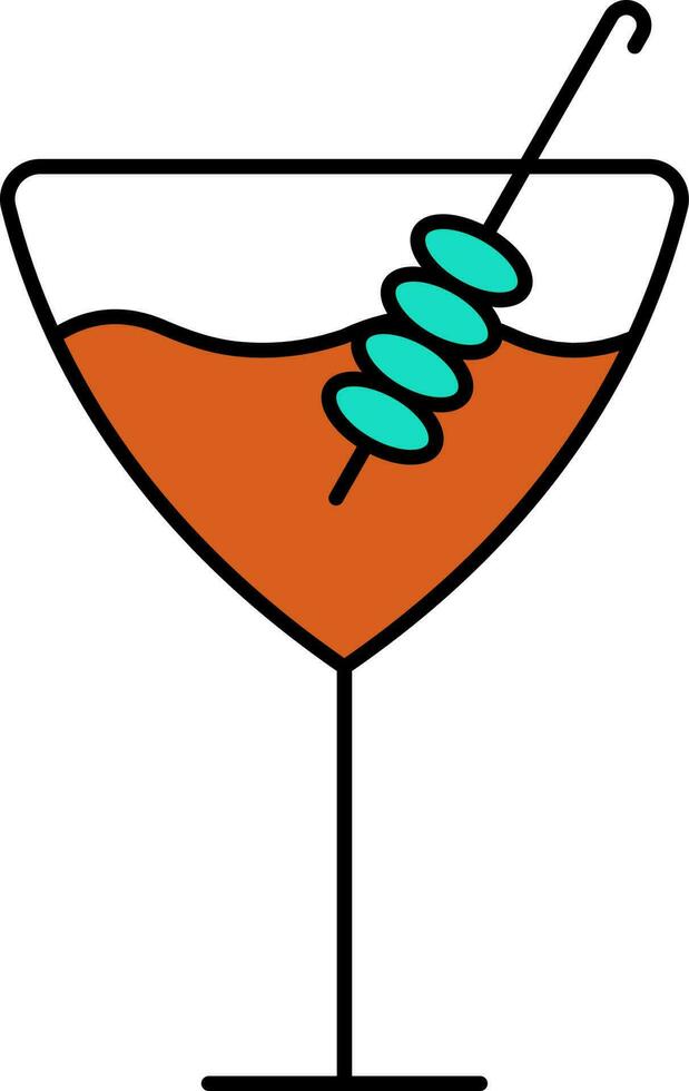 martini bebida vaso naranja y turquesa icono. vector