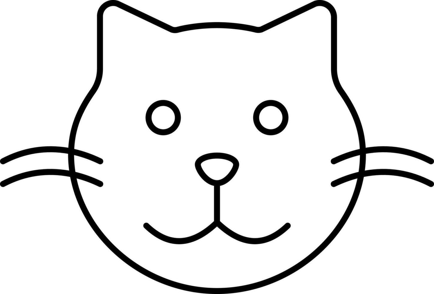 linda gato cara icono en negro lineal estilo. vector