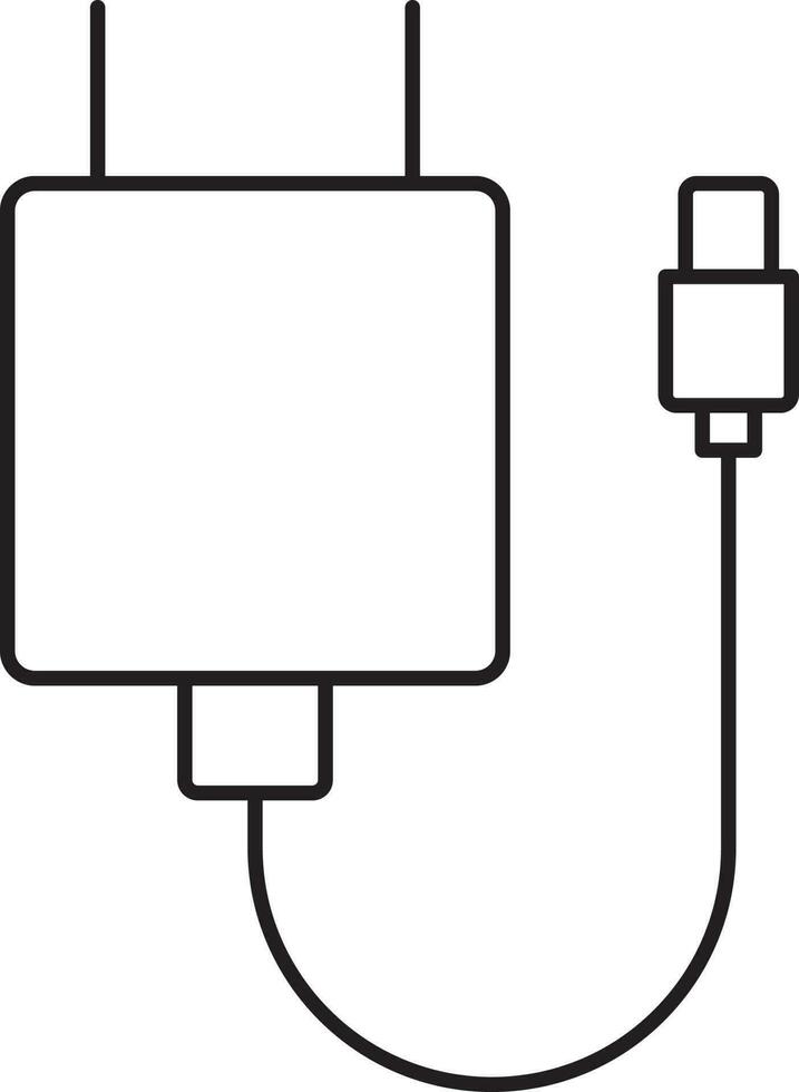 Black Linear Style Usb Charger Icon. vector