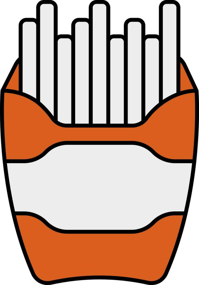 Orange And Grey French Fries Box Icon. vector