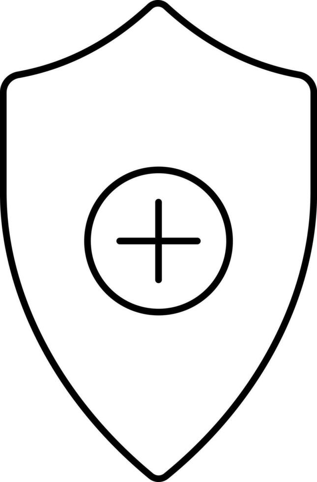 Cross Mark With Shield Icon In Black Lineal Style. vector