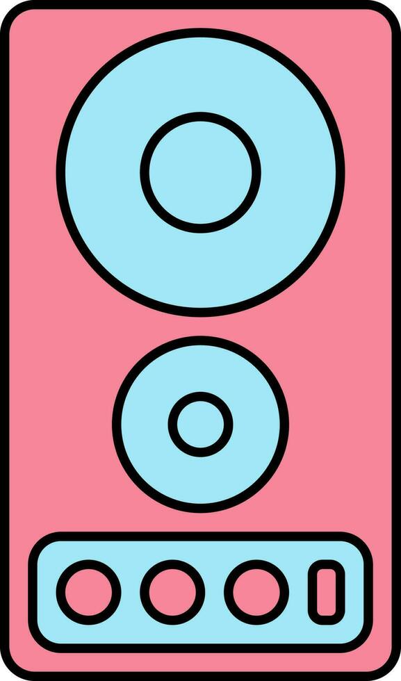 Pink And Blue Sound Speaker Flat Icon. vector