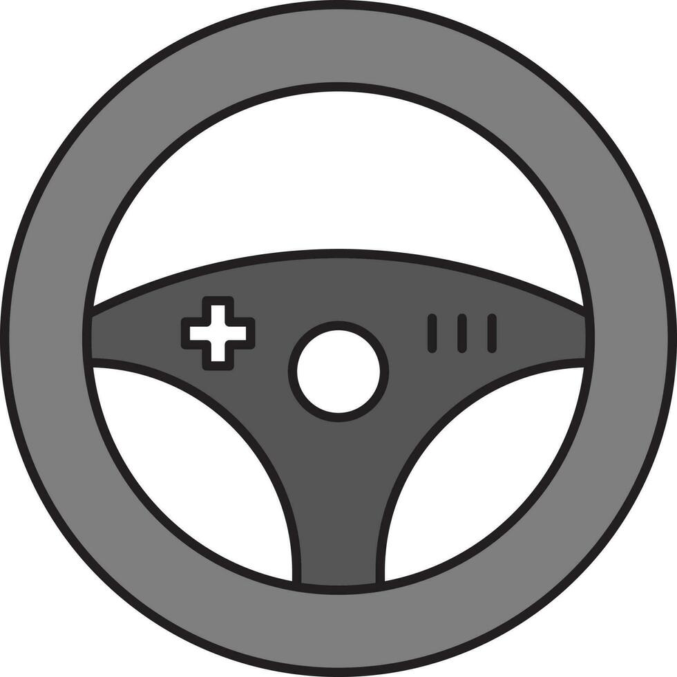 Electronic Steering Wheel Icon In Grey Color. vector