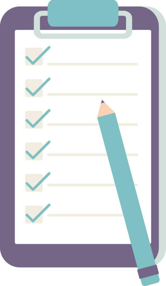 Check Document Clipboard With Pen Blue An Purple Icon. vector