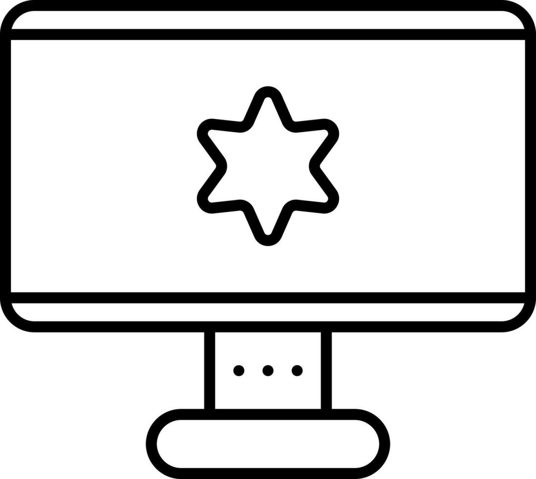 Star Symbol In Desktop Screen Linear Icon. vector