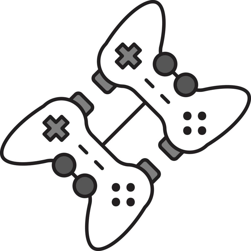 Two Gamepad Connection Grey And White Icon. vector