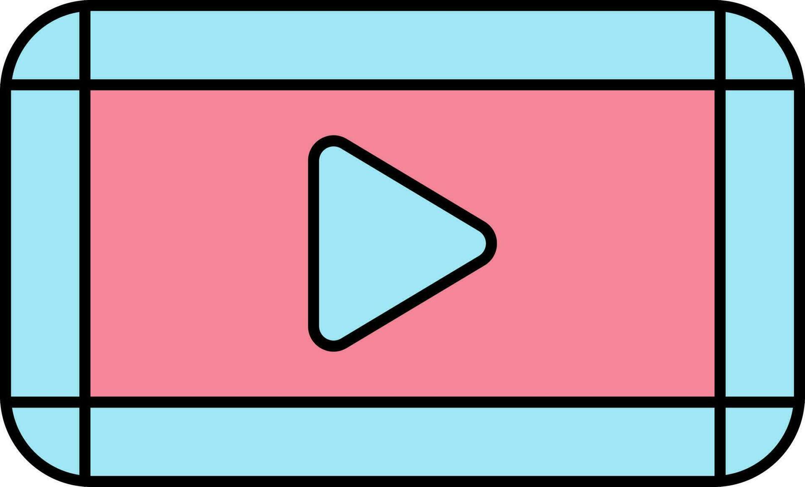 Play Film Icon In Blue And Pink Color. vector