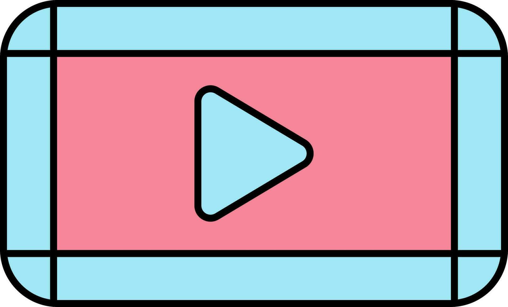 Play Film Icon In Blue And Pink Color. vector